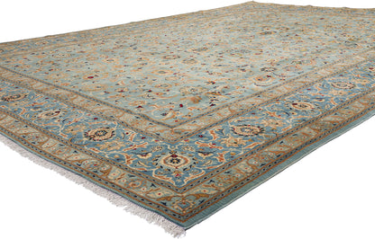 10 x 14 Light Blue Vintage Persian Kashan Rug 61486