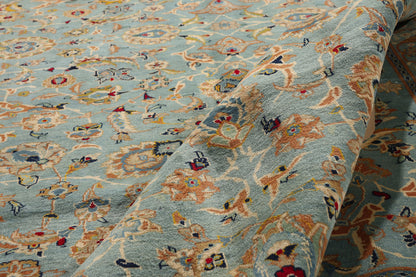 10 x 14 Light Blue Vintage Persian Kashan Rug 61486