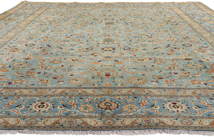 10 x 14 Light Blue Vintage Persian Kashan Rug 61486