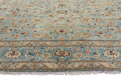 10 x 14 Light Blue Vintage Persian Kashan Rug 61486