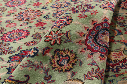 9 x 13 Green Vintage Persian Kashan Rug 61412