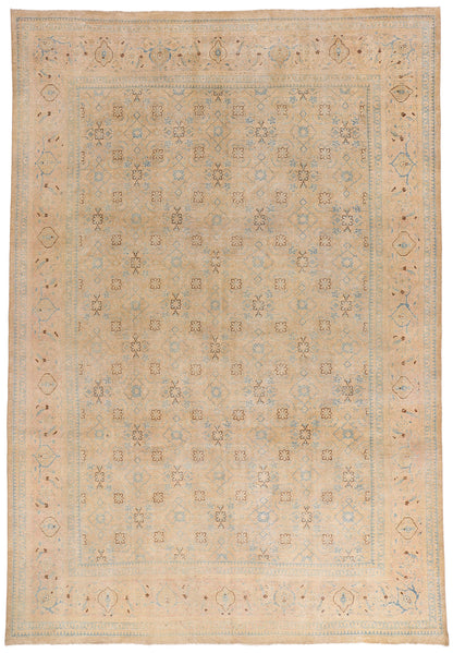 9 x 13 Tan Vintage Persian Mahal Rug 61397