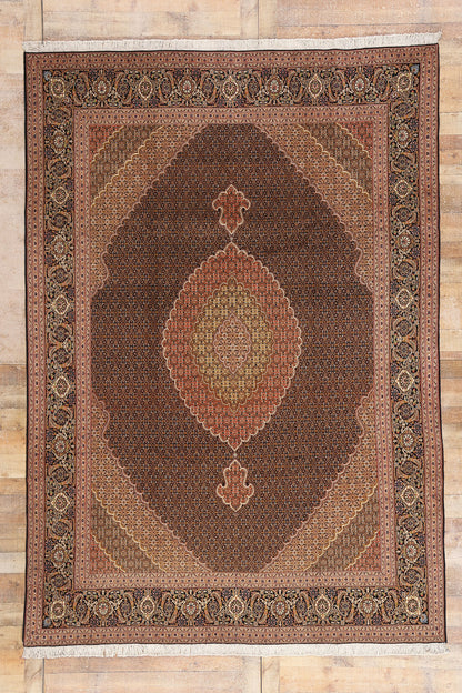 8 x 11 Black Vintage Persian Mahi Tabriz Rug 61436
