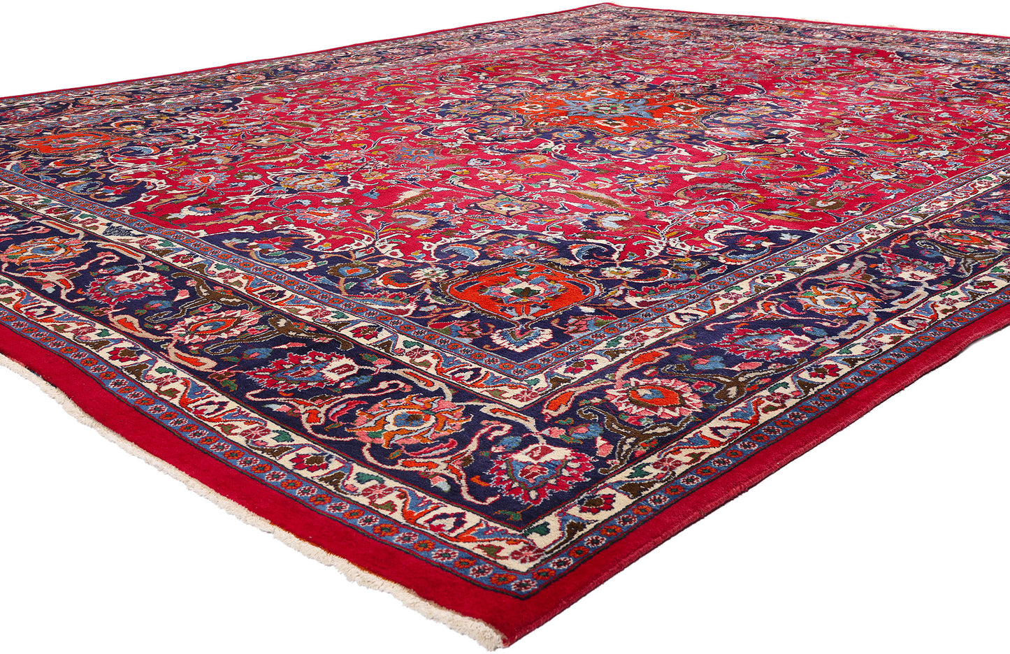 10 x 12 - Red Vintage Persian Mashhad Rug - 75916