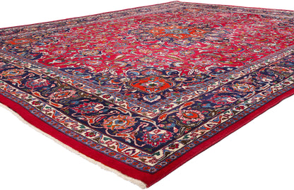 10 x 12 - Red Vintage Persian Mashhad Rug - 75916