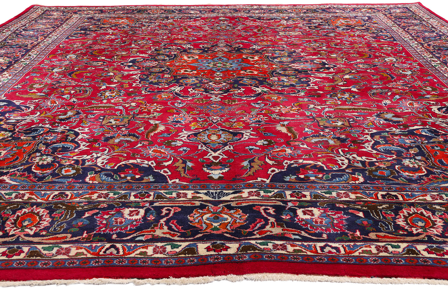 10 x 12 - Red Vintage Persian Mashhad Rug - 75916