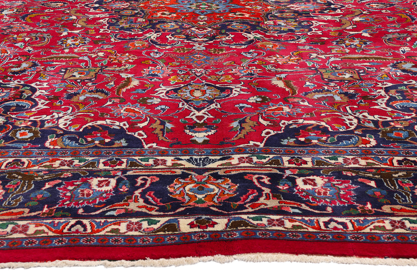 10 x 12 - Red Vintage Persian Mashhad Rug - 75916