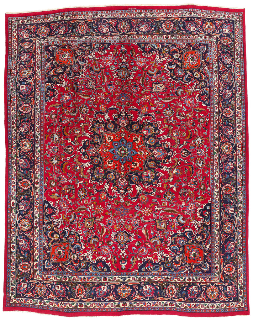 10 x 12 - Red Vintage Persian Mashhad Rug - 75916