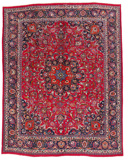 10 x 12 - Red Vintage Persian Mashhad Rug - 75916