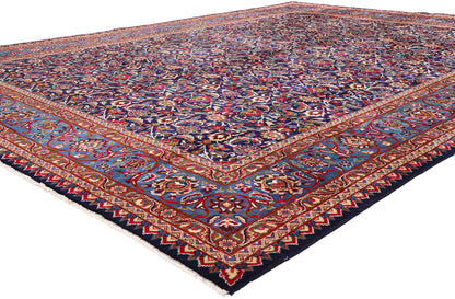 10 x 12 Navy Blue Vintage Persian Mashhad Rug 61432