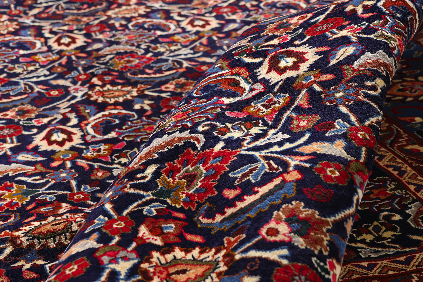 10 x 12 Navy Blue Vintage Persian Mashhad Rug 61432