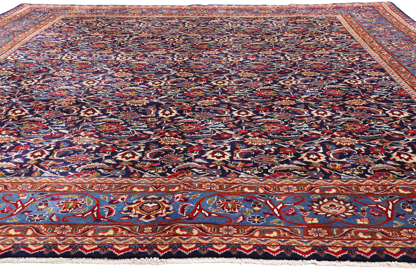 10 x 12 Navy Blue Vintage Persian Mashhad Rug 61432