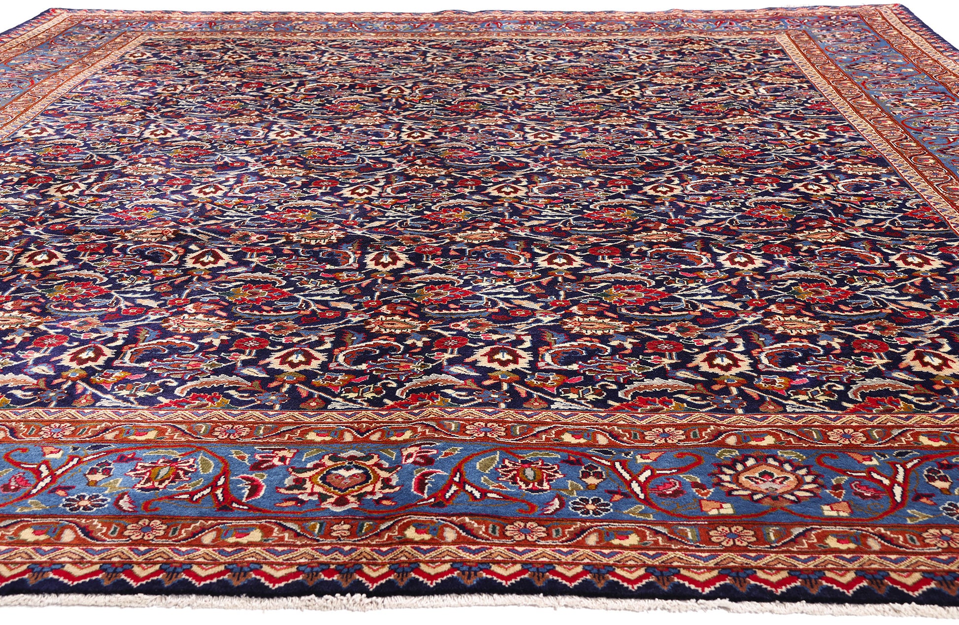 10 x 12 Navy Blue Vintage Persian Mashhad Rug 61432