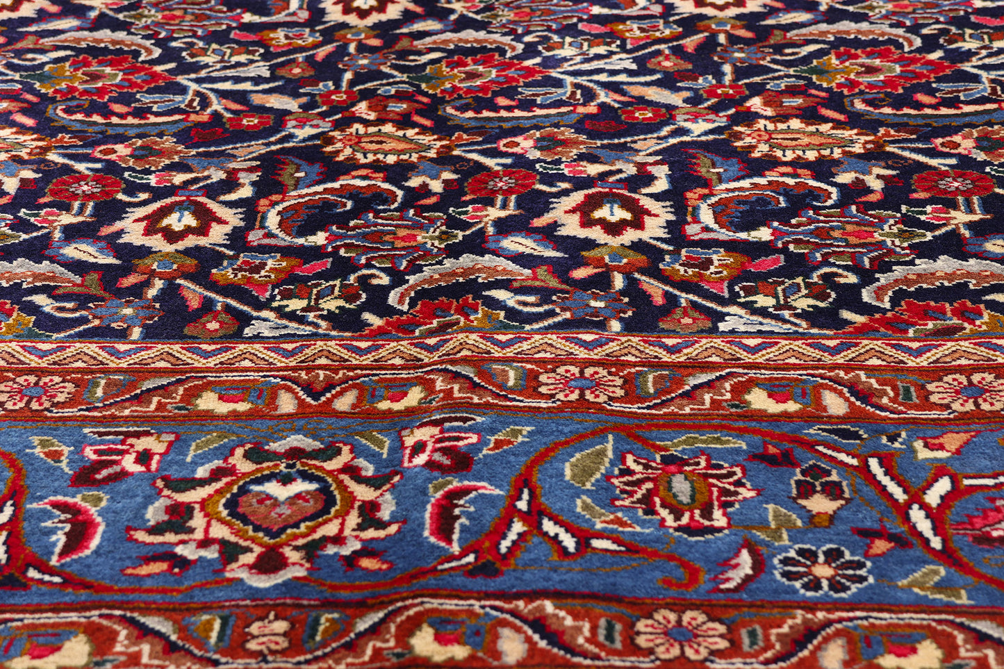 10 x 12 Navy Blue Vintage Persian Mashhad Rug 61432