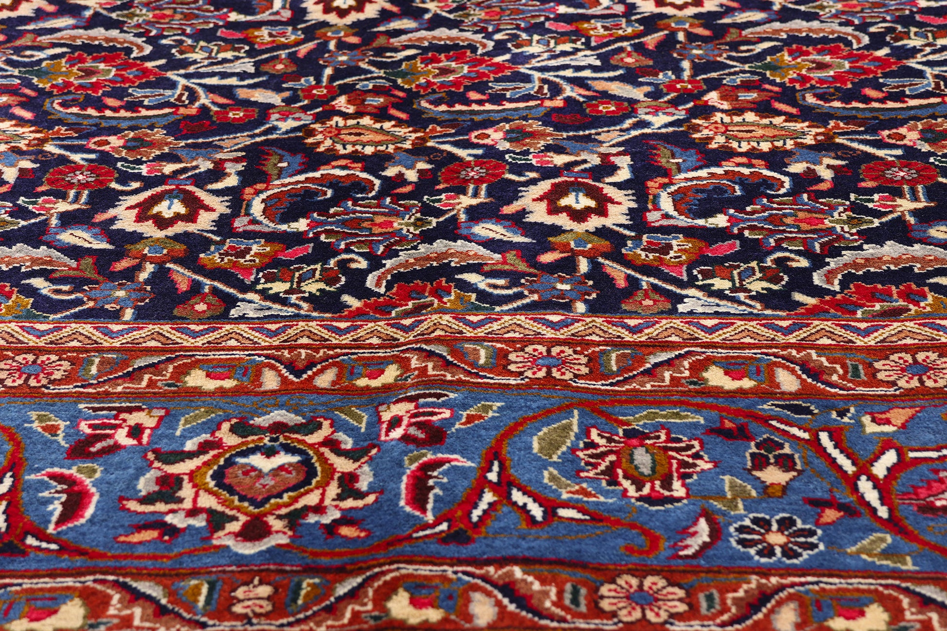 10 x 12 Navy Blue Vintage Persian Mashhad Rug 61432