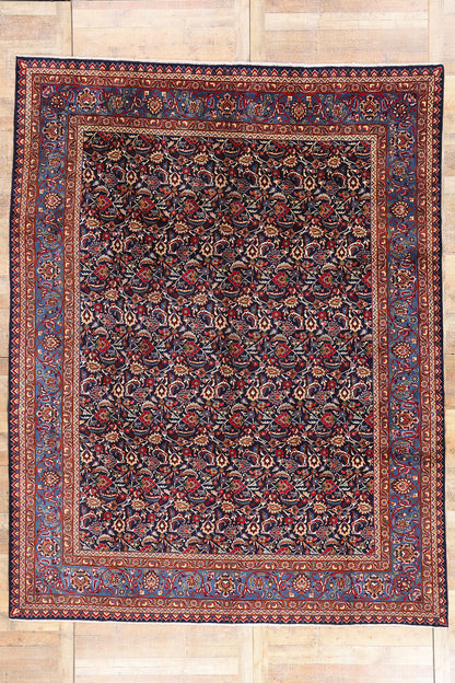 10 x 12 Navy Blue Vintage Persian Mashhad Rug 61432
