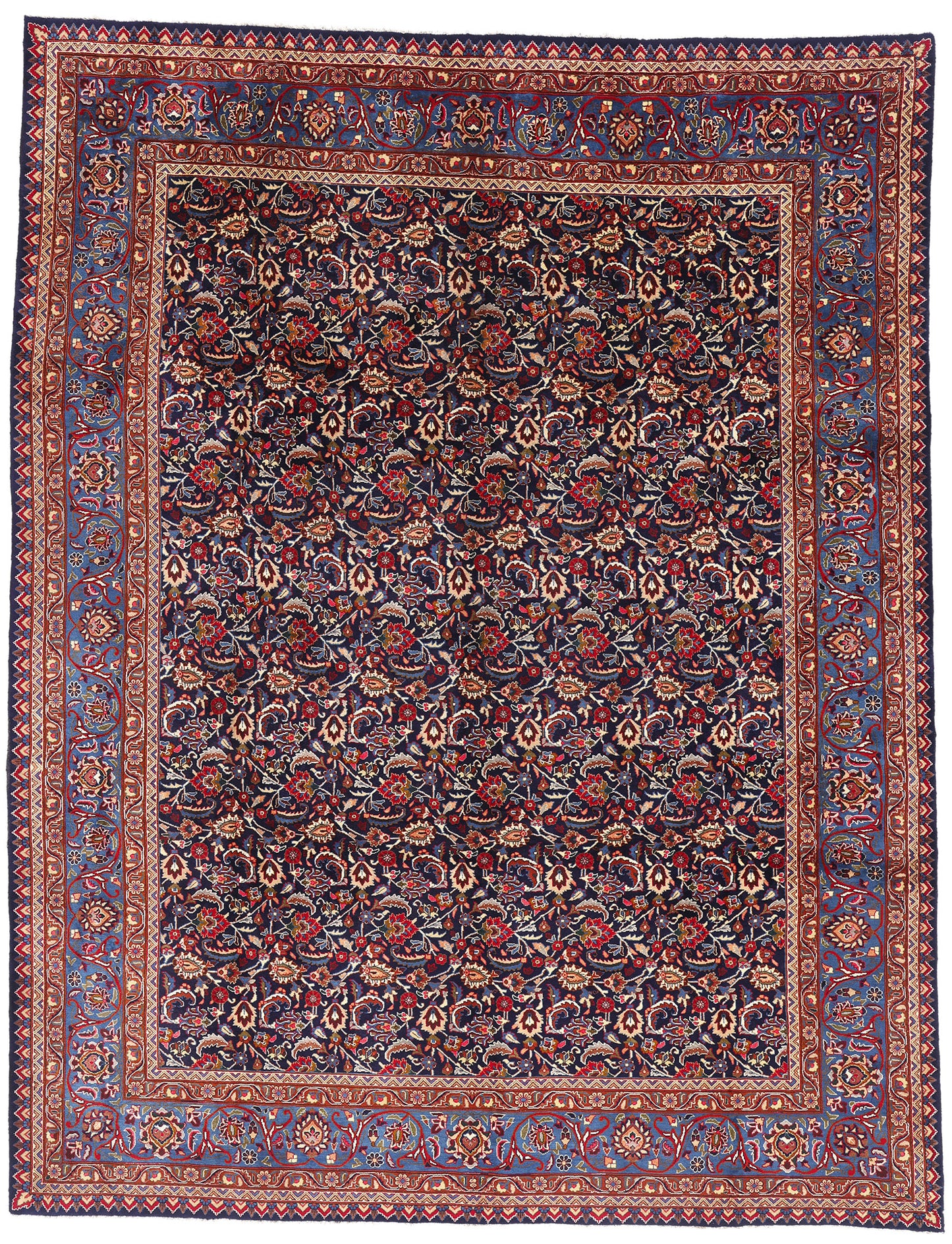 10 x 12 Navy Blue Vintage Persian Mashhad Rug 61432