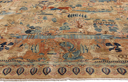 10 x 13 Beige Vintage Persian Najafabad Pictorial Rug 61437