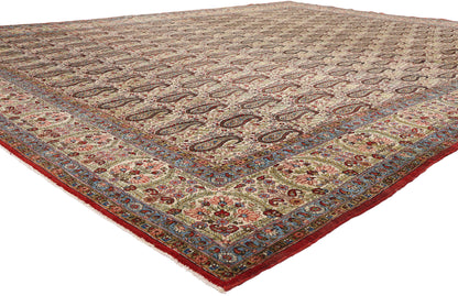 11 x 14 Ivory Vintage Persian Qum Rug 61545