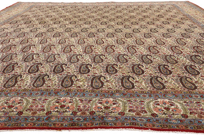 11 x 14 Ivory Vintage Persian Qum Rug 61545