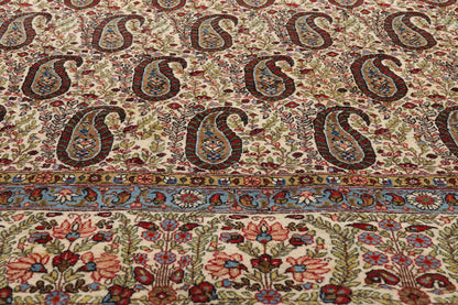 11 x 14 Ivory Vintage Persian Qum Rug 61545