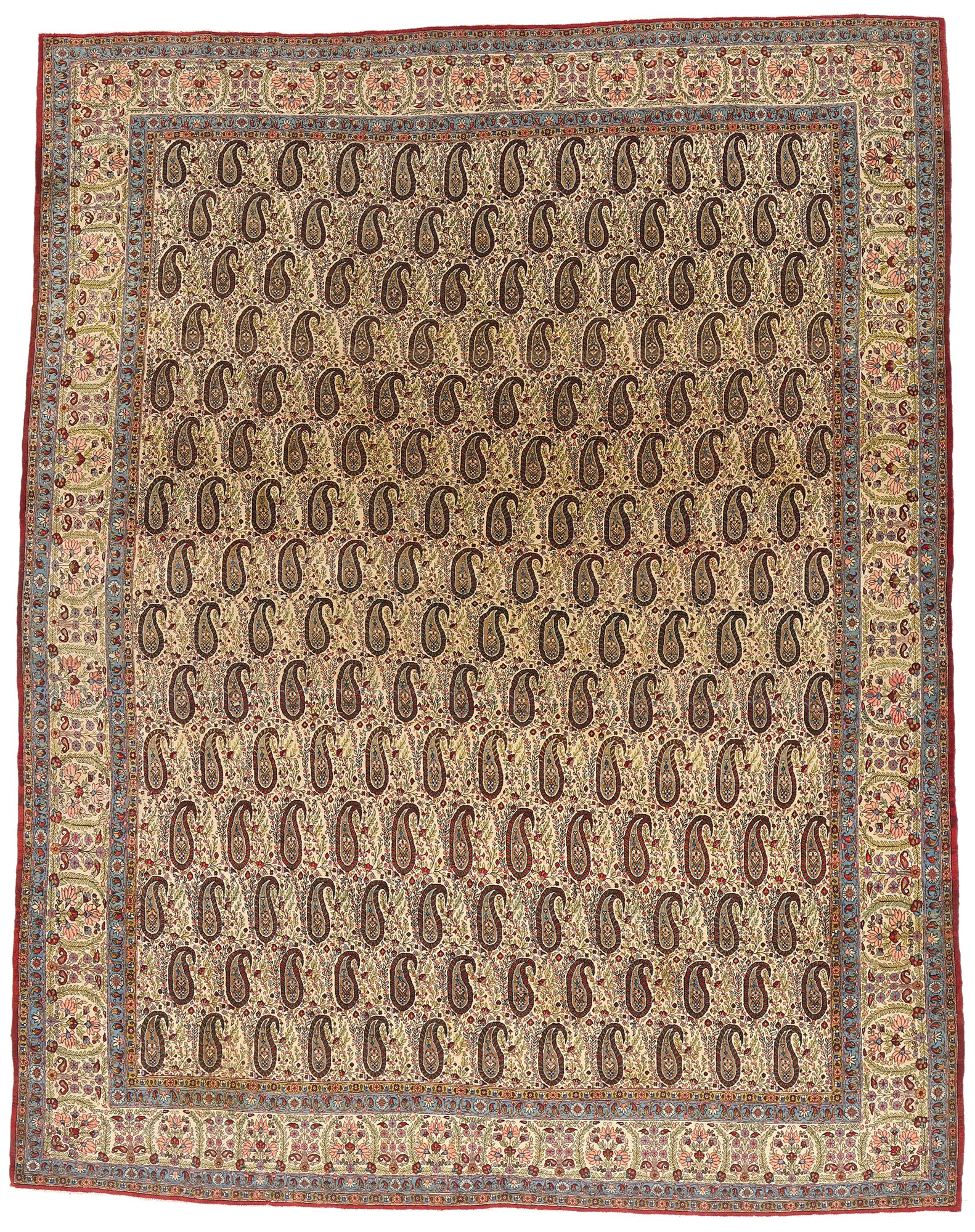 11 x 14 Ivory Vintage Persian Qum Rug 61545