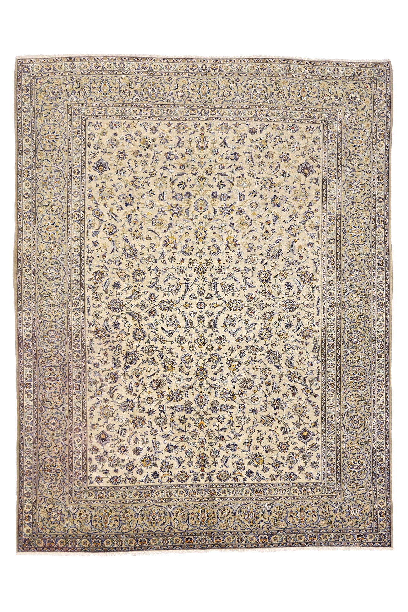 10 x 13 - Beige Vintage Persian Kashan Rug - 76372