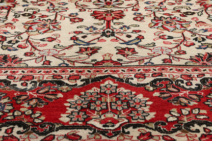 9 x 12 Ivory Vintage Persian Sarouk Rug 78163