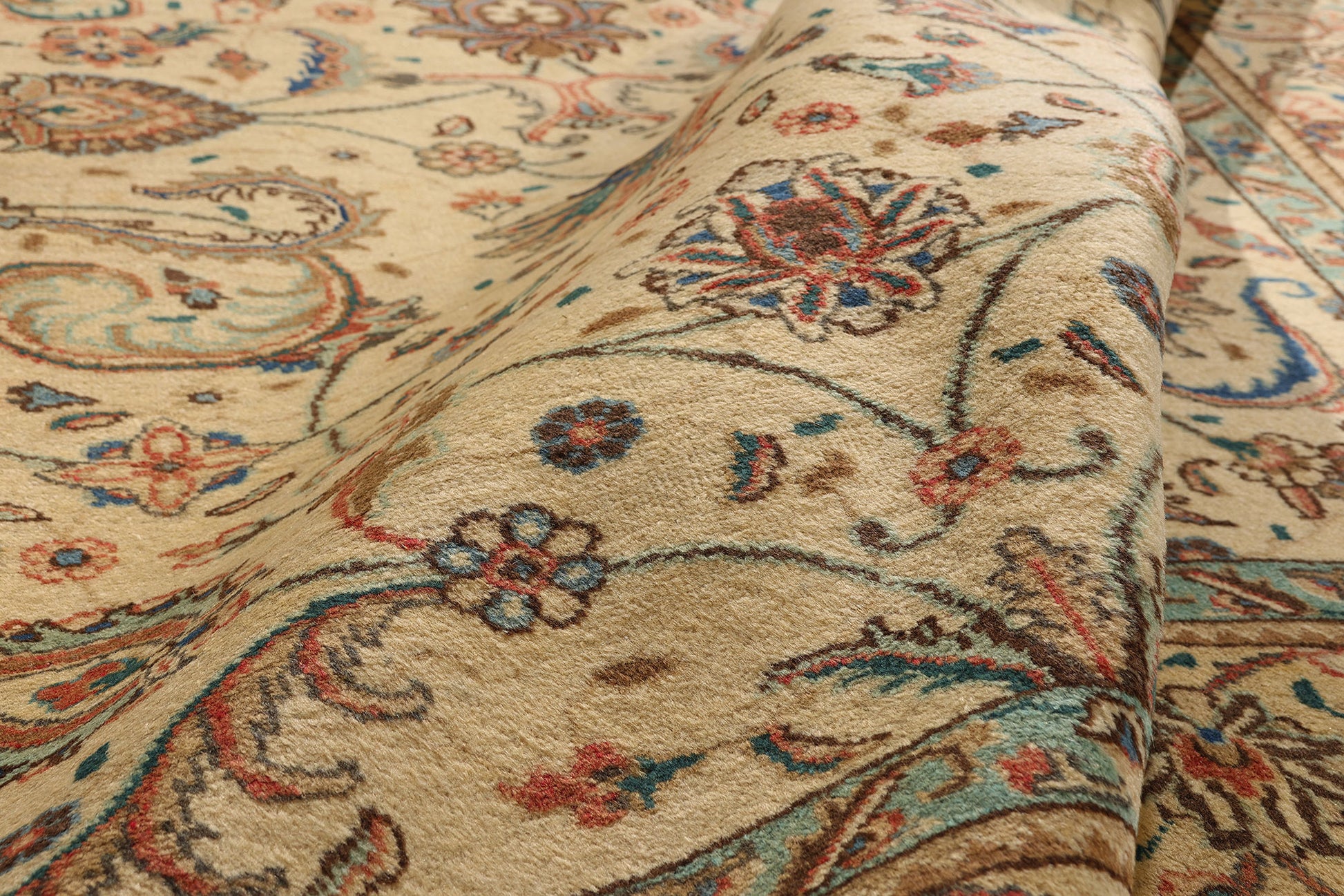 10 x 13 Beige Vintage Persian Tabriz Rug 75588