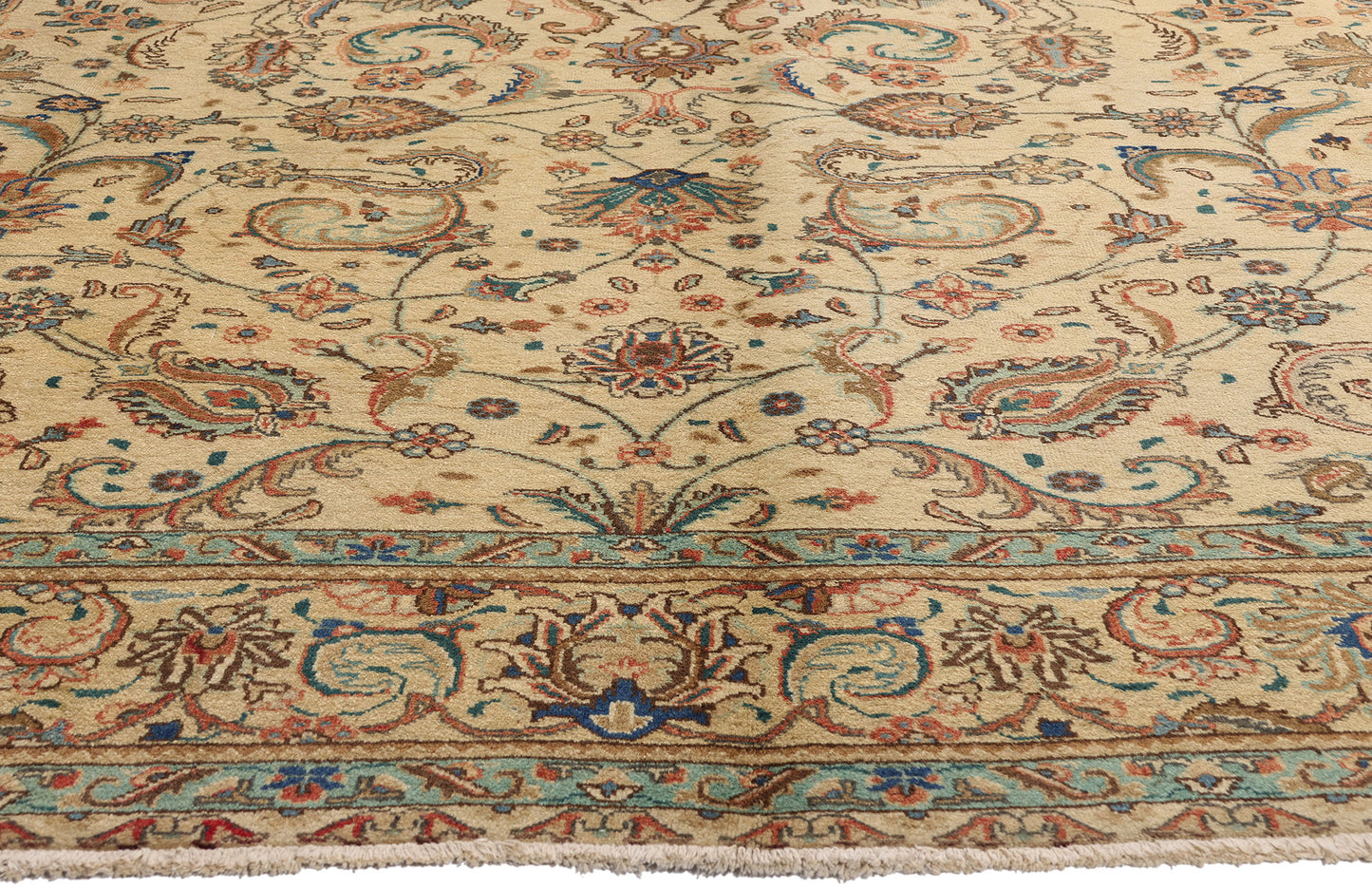 10 x 13 Beige Vintage Persian Tabriz Rug 75588