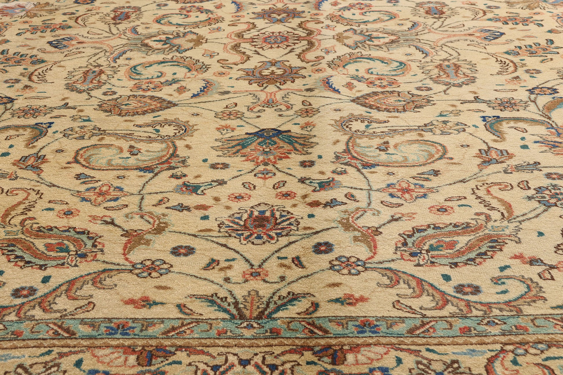 10 x 13 Beige Vintage Persian Tabriz Rug 75588