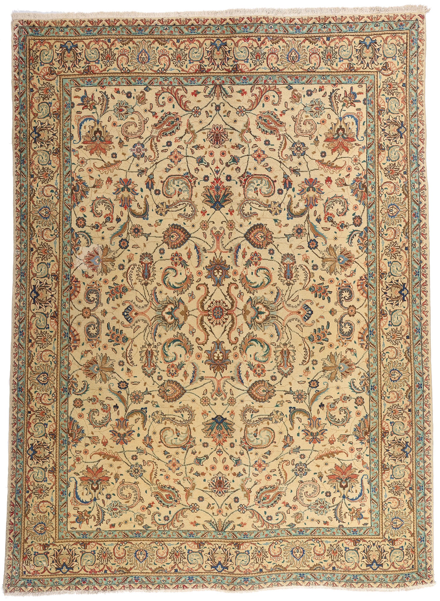 10 x 13 Beige Vintage Persian Tabriz Rug 75588
