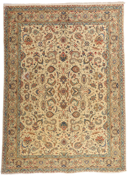 10 x 13 Beige Vintage Persian Tabriz Rug 75588