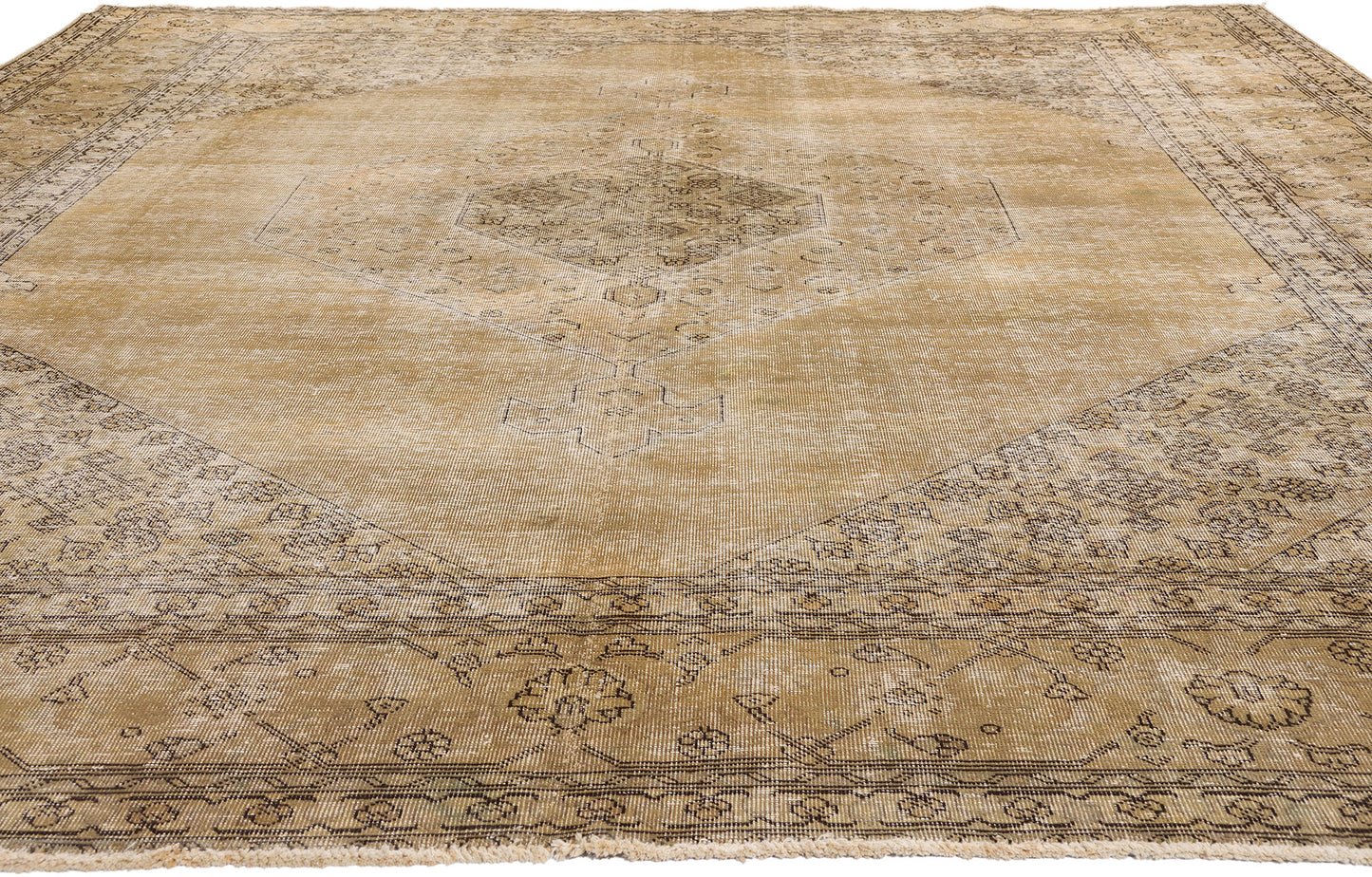 10 x 12 - Brown Vintage Persian Tabriz Rug - 80309