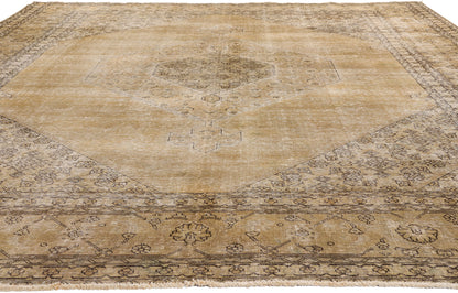 10 x 12 - Brown Vintage Persian Tabriz Rug - 80309
