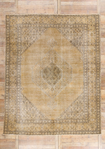 10 x 12 - Brown Vintage Persian Tabriz Rug - 80309
