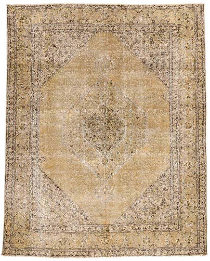 10 x 12 - Brown Vintage Persian Tabriz Rug - 80309