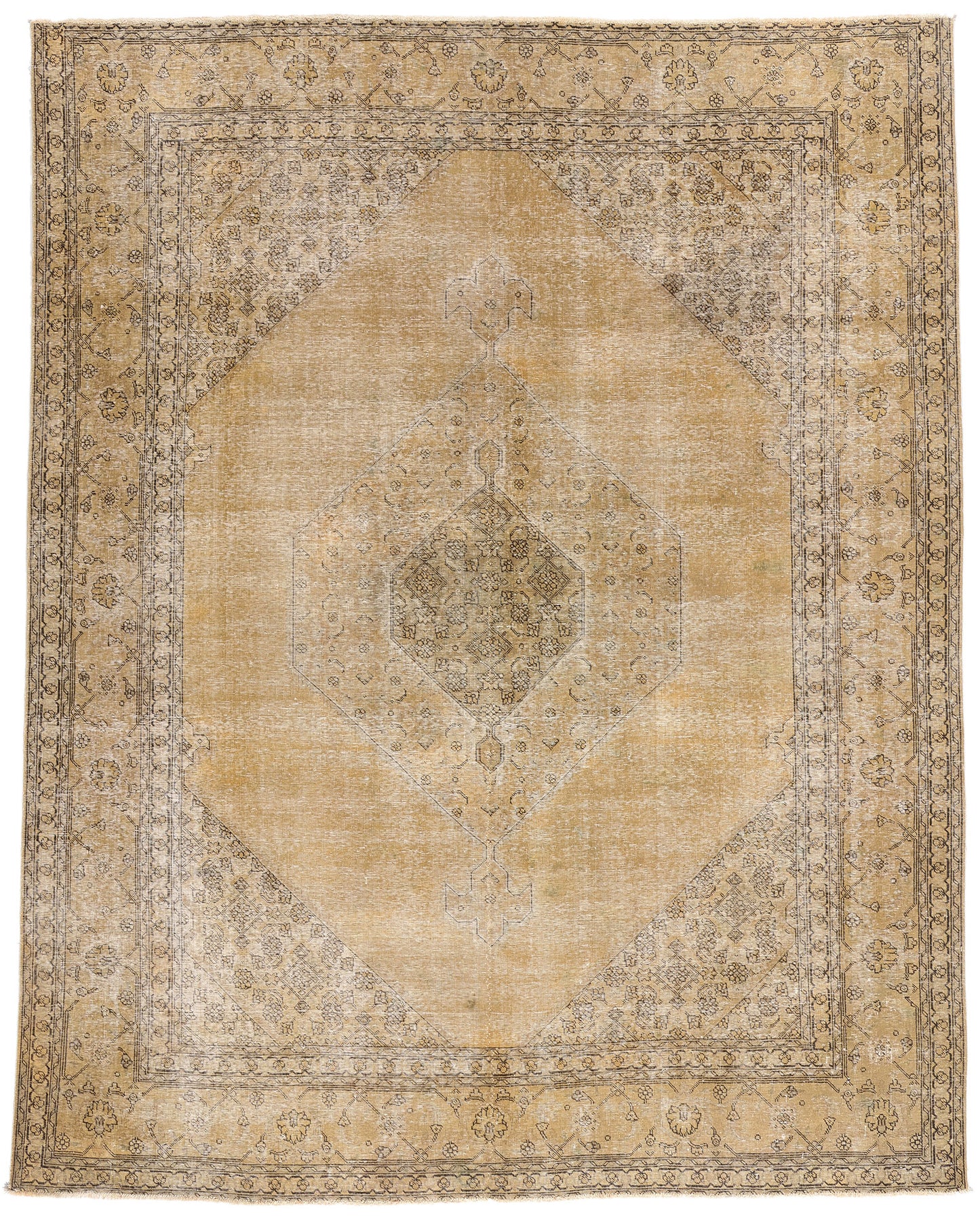 10 x 12 - Brown Vintage Persian Tabriz Rug - 80309