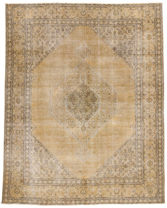 10 x 12 - Brown Vintage Persian Tabriz Rug - 80309