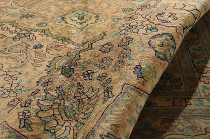 10 x 13 - Brown Vintage Persian Tabriz Rug - 76542