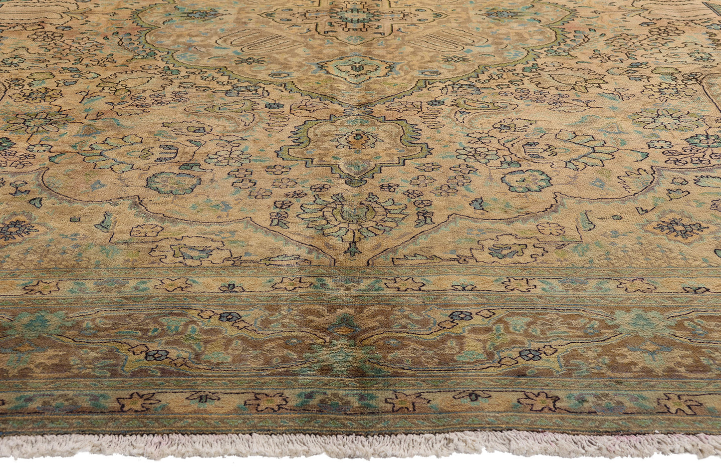 10 x 13 - Brown Vintage Persian Tabriz Rug - 76542