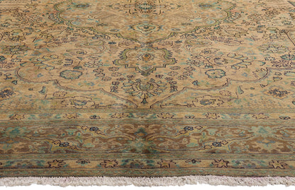 10 x 13 - Brown Vintage Persian Tabriz Rug - 76542