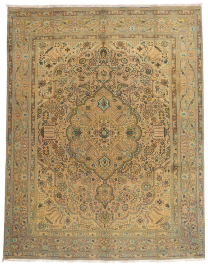 10 x 13 - Brown Vintage Persian Tabriz Rug - 76542