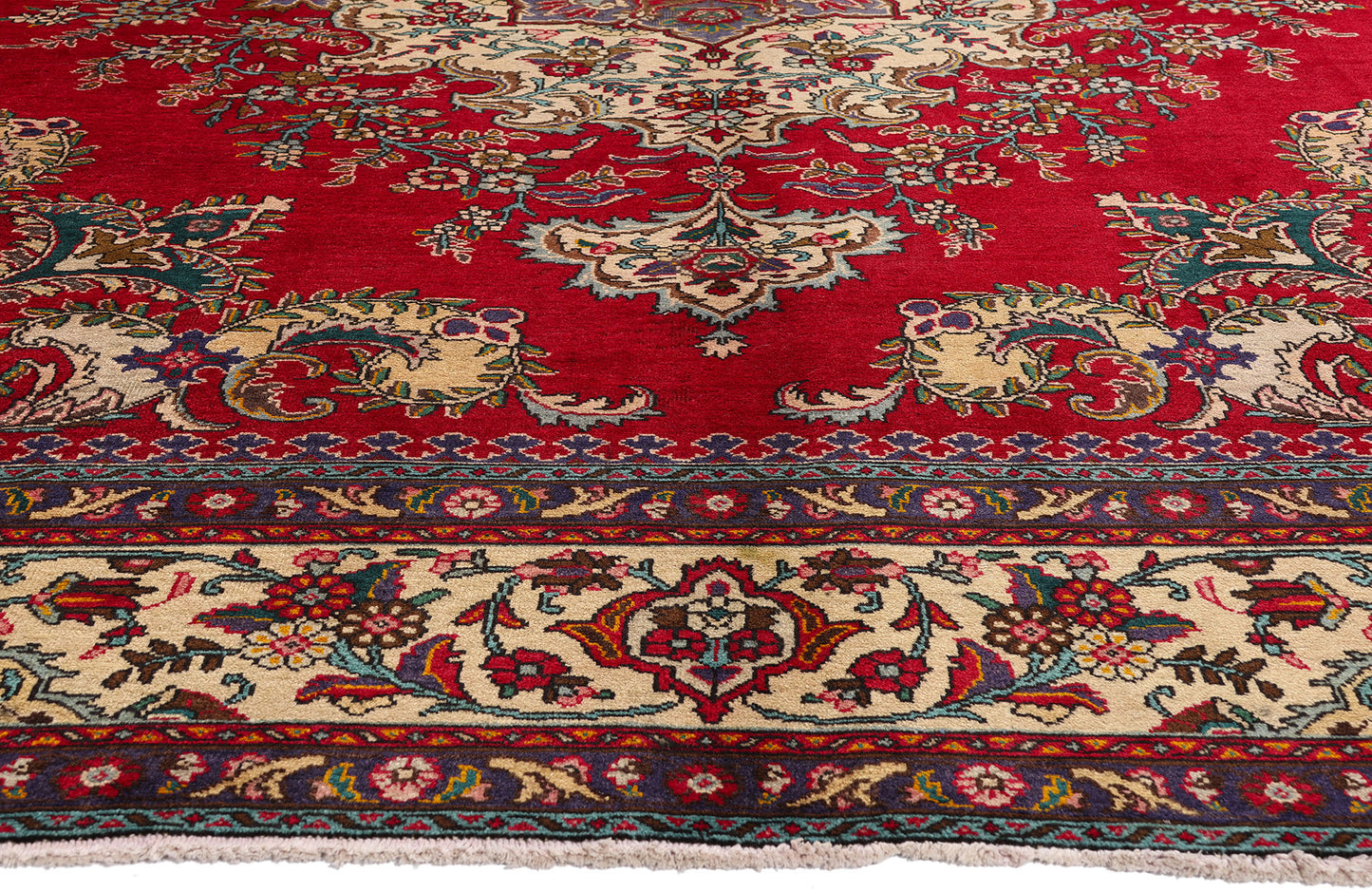 10 x 12 Red Vintage Persian Tabriz Rug 75766