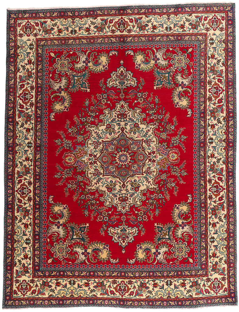 10 x 12 Red Vintage Persian Tabriz Rug 75766