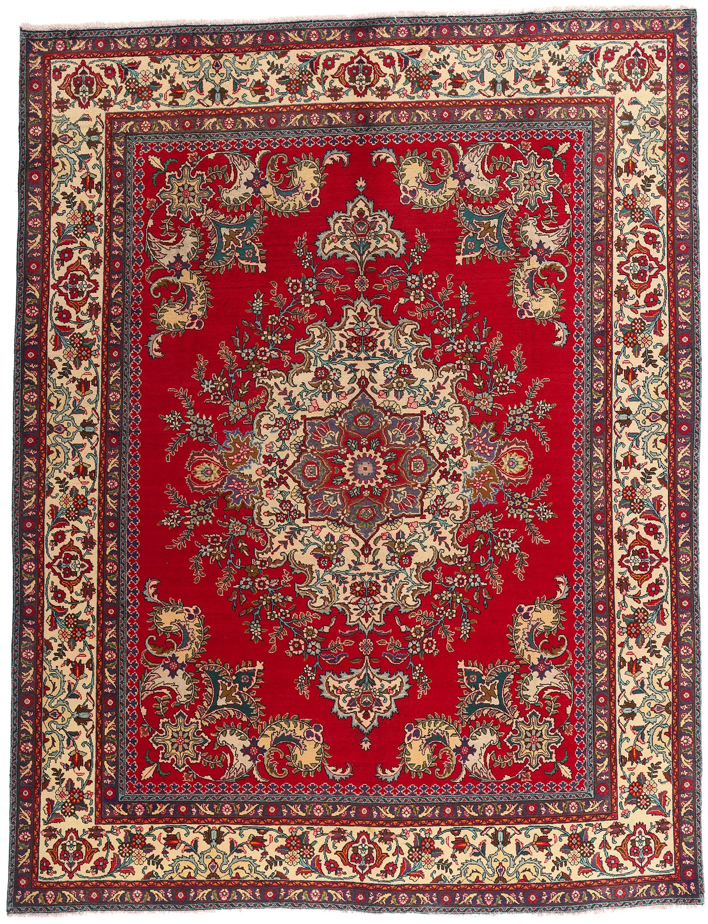 10 x 12 Red Vintage Persian Tabriz Rug 75766