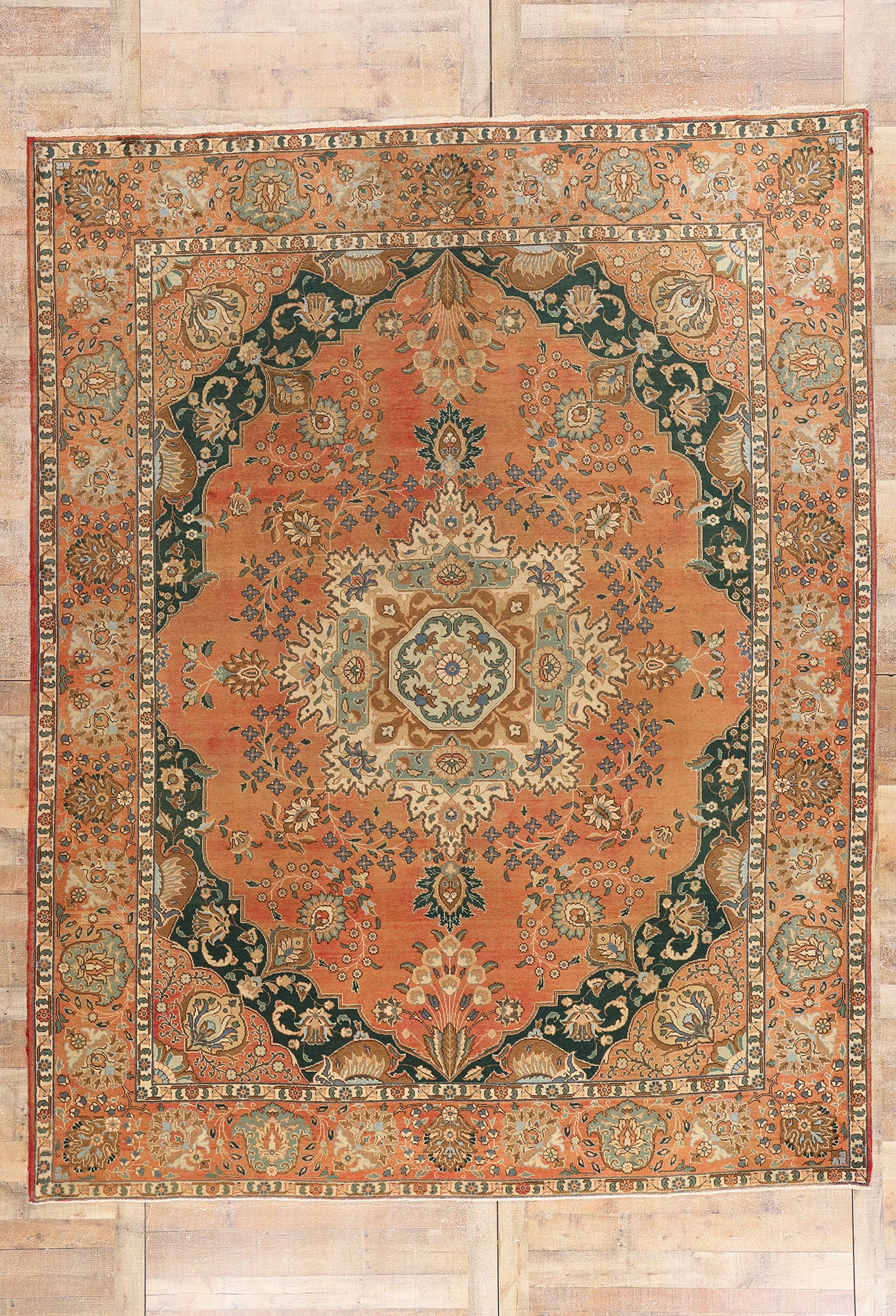 10 x 12 Rust Vintage Persian Tabriz Rug  75586