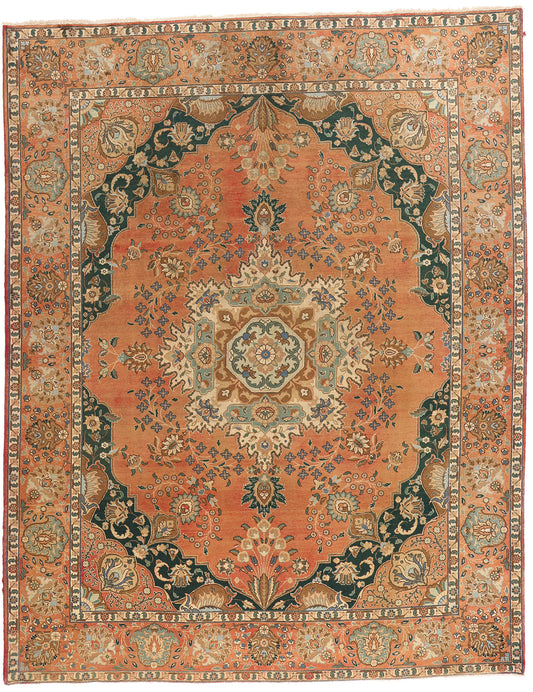 10 x 12 Rust Vintage Persian Tabriz Rug  75586