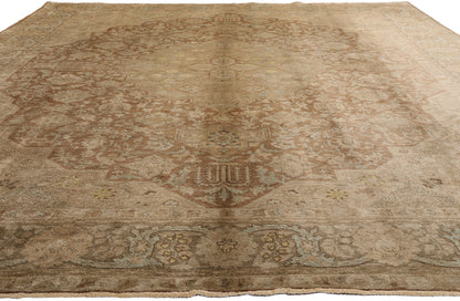 10 x 13 - Brown Vintage Persian Tabriz Rug - 75889