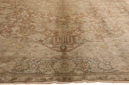10 x 13 - Brown Vintage Persian Tabriz Rug - 75889